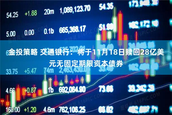 金投策略 交通银行：将于11月18日赎回28亿美元无固定期限资本债券